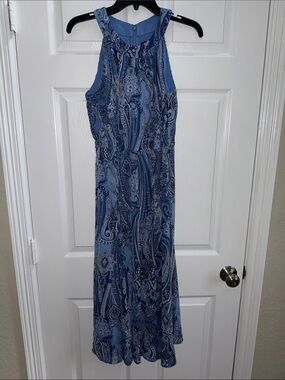 Tommy Hilfiger Sleeveless Blue Paisley Maxi Dress Size 4